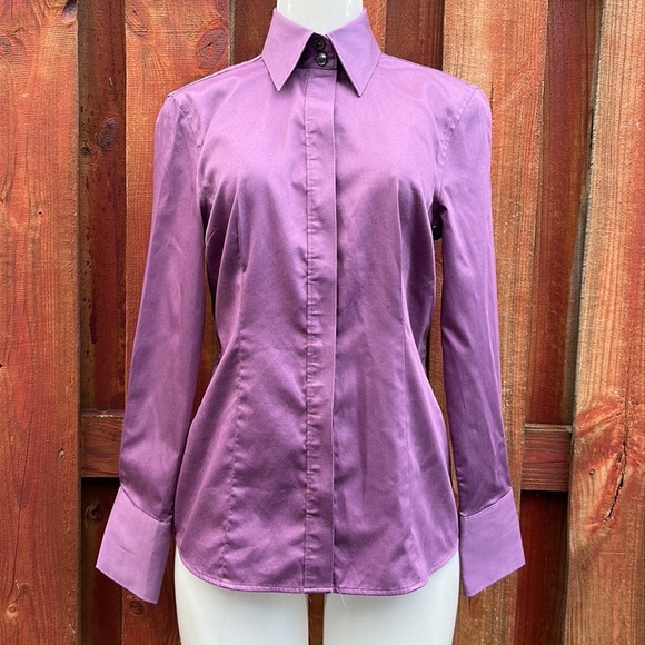 Banana Republic Elegant Purple Women's Button Down Shirt Size 6 Stretch - Picture 7 of 12